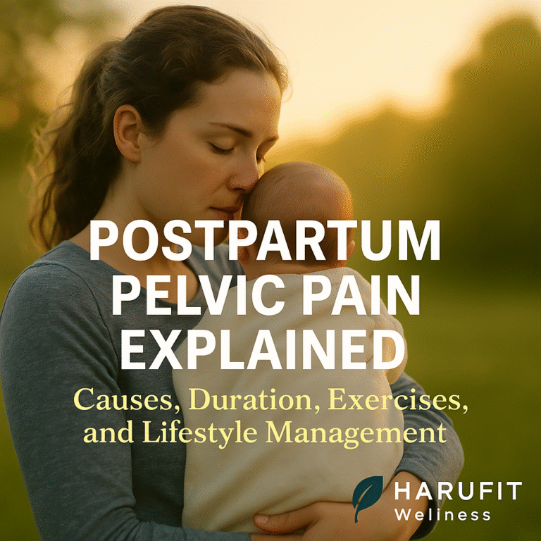Peaceful mother holding newborn baby during golden hour sunset representing hope and healing in postpartum pelvic pain recovery journey